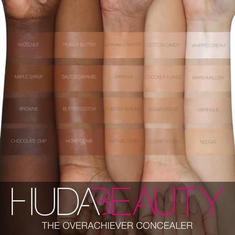 Huda Beauty The Overachiever Concealer Review – The Beauty Editor Huda Beauty Concealer, Bare Minerals Makeup, Sugar Biscuits, High Coverage Concealer, Olive Undertones, Concealer Shades, Caramel Corn, Nude Eyeshadow, Creamy Concealer