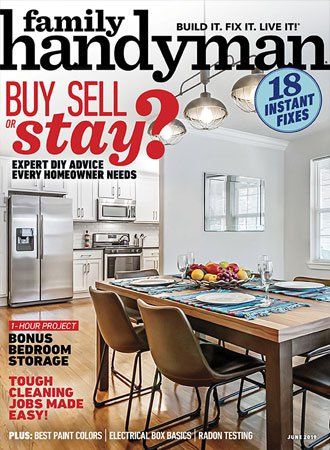 a magazine cover with an image of a kitchen and dining room table in the background