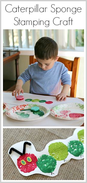 paper plate caterpillar sponge stamping craft for kids