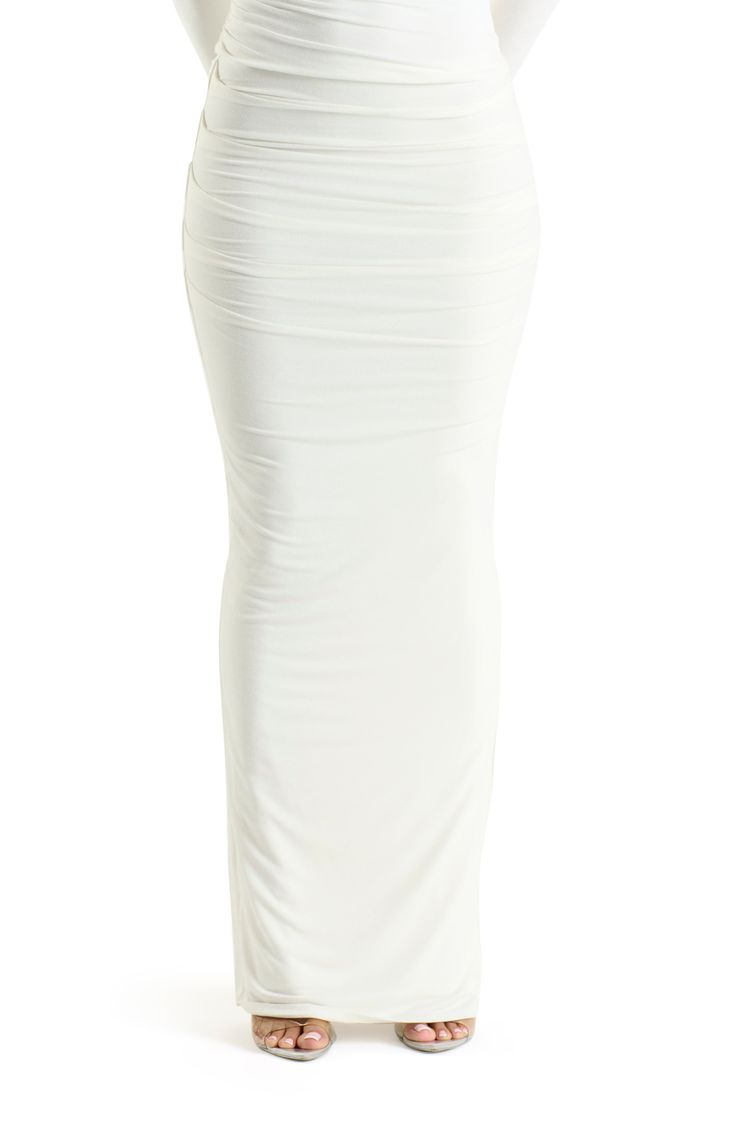 From the brand that delivers the compression you want with the comfort you need comes a shapely, sultry maxi skirt you'll wear on repeat. 46" length (size Medium) Lined Pull-on style 95% viscose, 5% spandex Hand wash, line dry Imported Fitted Elastane Maxi Skirt For Spring, Spring Fitted Maxi Skirt In Elastane, White Fitted Maxi Skirt For Night Out, Fitted Maxi Skirt In Elastane, Fitted Elastane Maxi Skirt, Fitted Maxi Length Elastane Skirt, Fitted Maxi Skirt Made Of Elastane, Fitted Maxi Skirt With Ruched Detail, High Waist Ruched Stretch Maxi Skirt