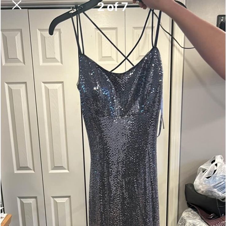 Metallic Sparkly Dress/Grey Size 4 New Never Worn W/Tags.. From Macys Gray Sequin Dress For Formal Occasions, Formal Gray Sequin Dress, Gray Sequin Evening Dress, Elegant Gray Dress For Night Out, Glamorous Gray Cocktail Dress, Fitted Gray Evening Dress, Elegant Gray Dress For Date Night, Gray Fitted Dress For Party Season, Glamorous Gray Dress For Night Out