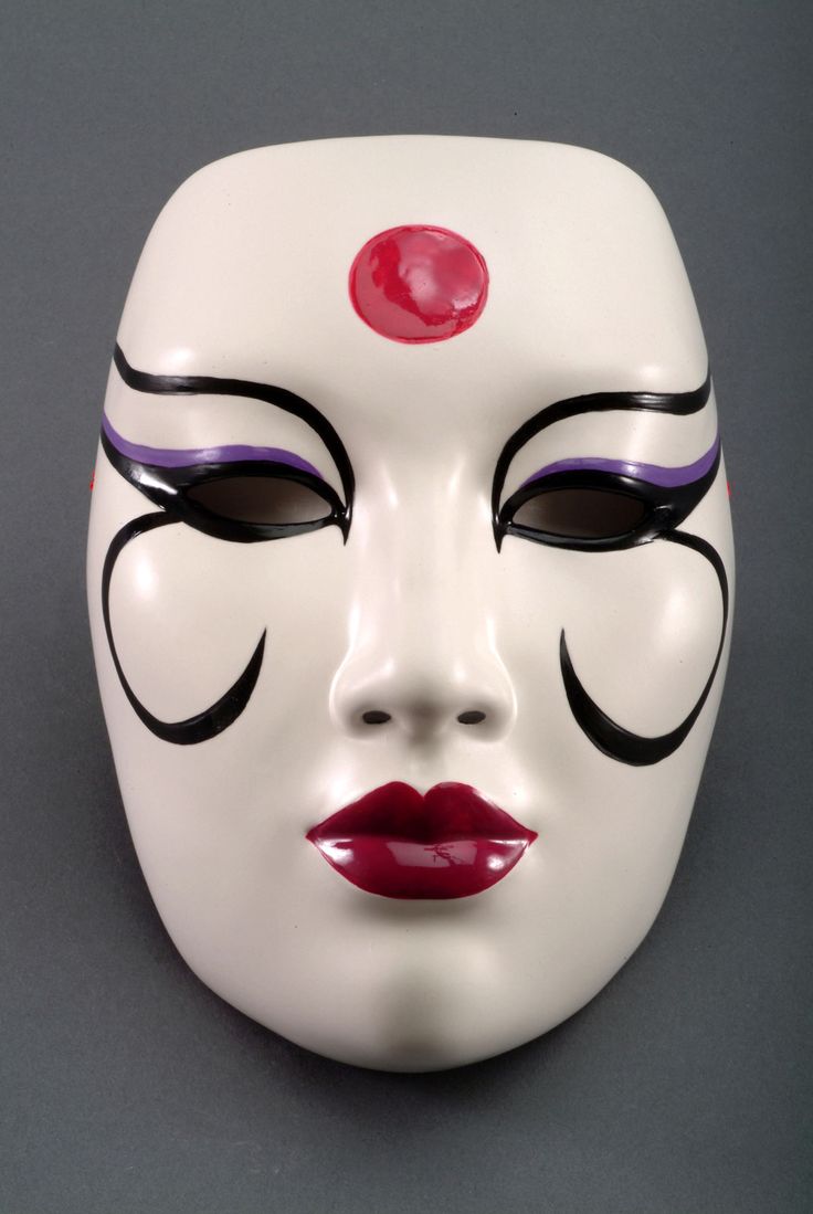 Painted Mask Kabuki Mask Design Female, Goddes Mask, Mascara Design Ideas Paint, Mask Ideas Art, Mascara Design Ideas, Japanese Mask Art, Japanese Mascara, Face Mask Painting, Tattoo Mask