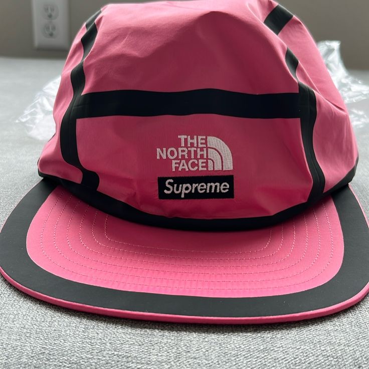 North Face And Supreme Collab Camp Hat. Brand New With Tags Sporty Pink Hat For Outdoor, Pink Snapback Cap For Outdoor, Pink Snapback Hat For Outdoor, Pink Snapback Hat For Outdoor, One Size Fits Most, Pink Adjustable Snapback Hat For Outdoor, Pink Outdoor Hat, One Size Fits Most, Pink Curved Brim Hat For Outdoor Activities, Pink Cap For Travel, Pink Snapback Hat For Outdoor Activities