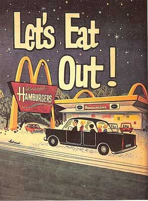 an old mcdonald's book with the title let's eat out