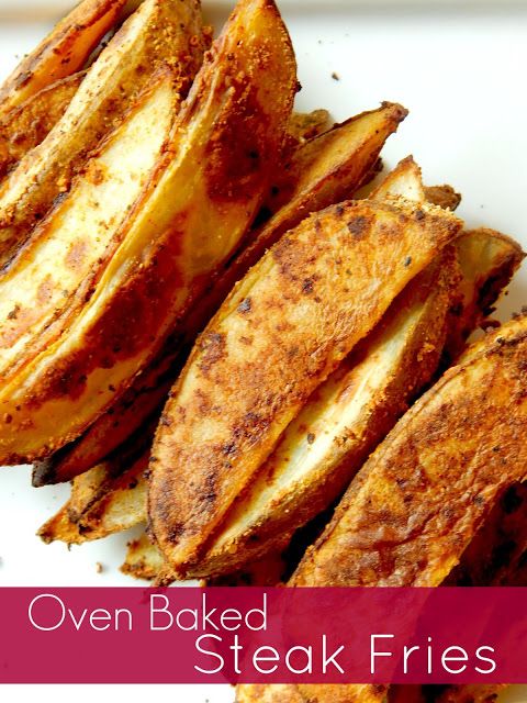 oven baked steak fries on a white plate