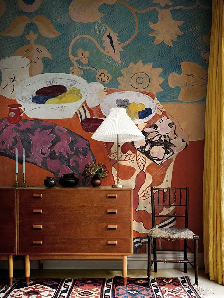 Cartoon Breakfast Wallpaper Mural Living Room Mural Dining Room, Tea Wallpaper, Interior Murals, Wallpaper For Wall, Dining Room Wallpaper, Modern Style Furniture, Wallpaper Uk, Room Wallpaper, Wallpaper Mural