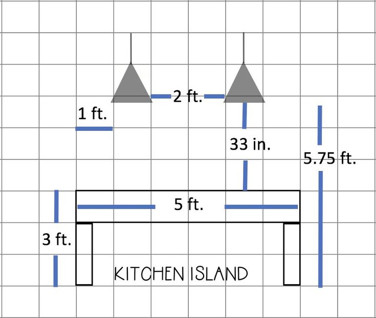 the kitchen island is shown with measurements