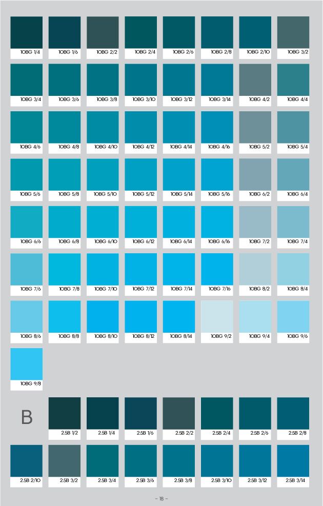 the color chart for different shades of blue