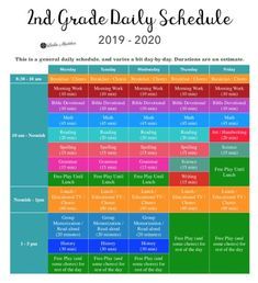 the 2nd grade daily schedule for students