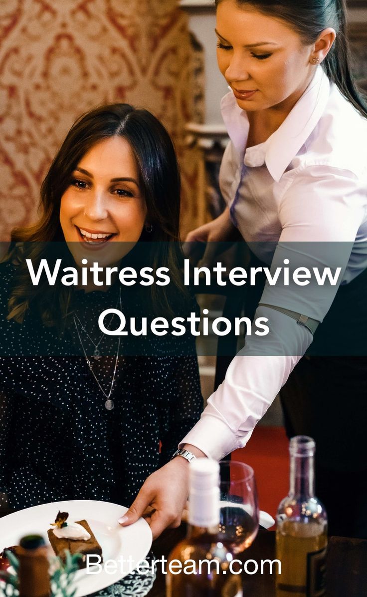 two women sitting at a table in front of a plate with food on it and the words waitress interview questions