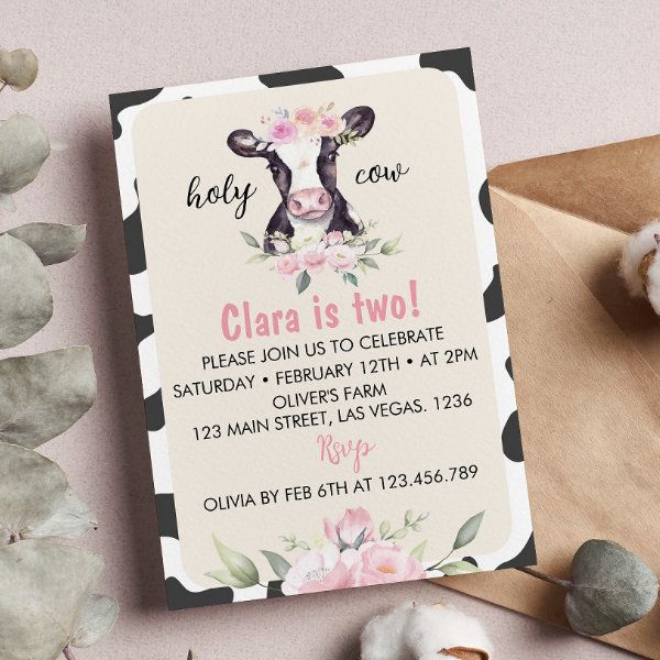 a baby cow is on the birth announcement card