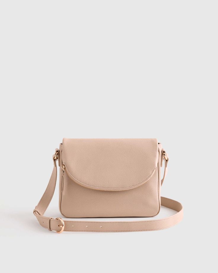 Italian Leather Foldover Crossbody Classic Soft Leather Saddle Bag For On-the-go, Classic Beige Shoulder Bag With Zipper Closure, Everyday Beige Saddle Bag, Beige Flap Bag With Removable Pouch, Leather Flap Bag With Zipper For Daily Use, Versatile Beige Leather Flap Bag, Chic Everyday Flap Bag With Zipper Closure, Everyday Flap Satchel With Detachable Strap, Everyday Satchel With Detachable Strap And Flap