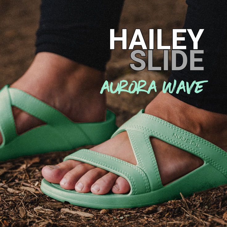 Dive into tranquility with our Hailey Slide in Aurora Wave! Step into the serene embrace of ocean-inspired hues, where every stride embodies comfort and style. Let the calming shades of the Aurora Wave guide your path, as you embrace the essence of relaxation with each step. . . #NuuSol #madeinusa #madeinamerica #footwear #footweardesign #footwears #footwears #footwearfashion #footweardesigner #featuredfootwear #sandals #slides #slidesandals Comfortable Flip Flops, The Aurora, Blue Lake, Slide In, Pain Free, Ocean Inspiration, Made In America, Arch Support, Slide Sandals