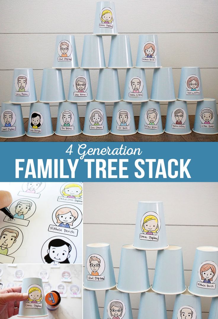 the family tree stack is an easy way to teach kids how to write and draw