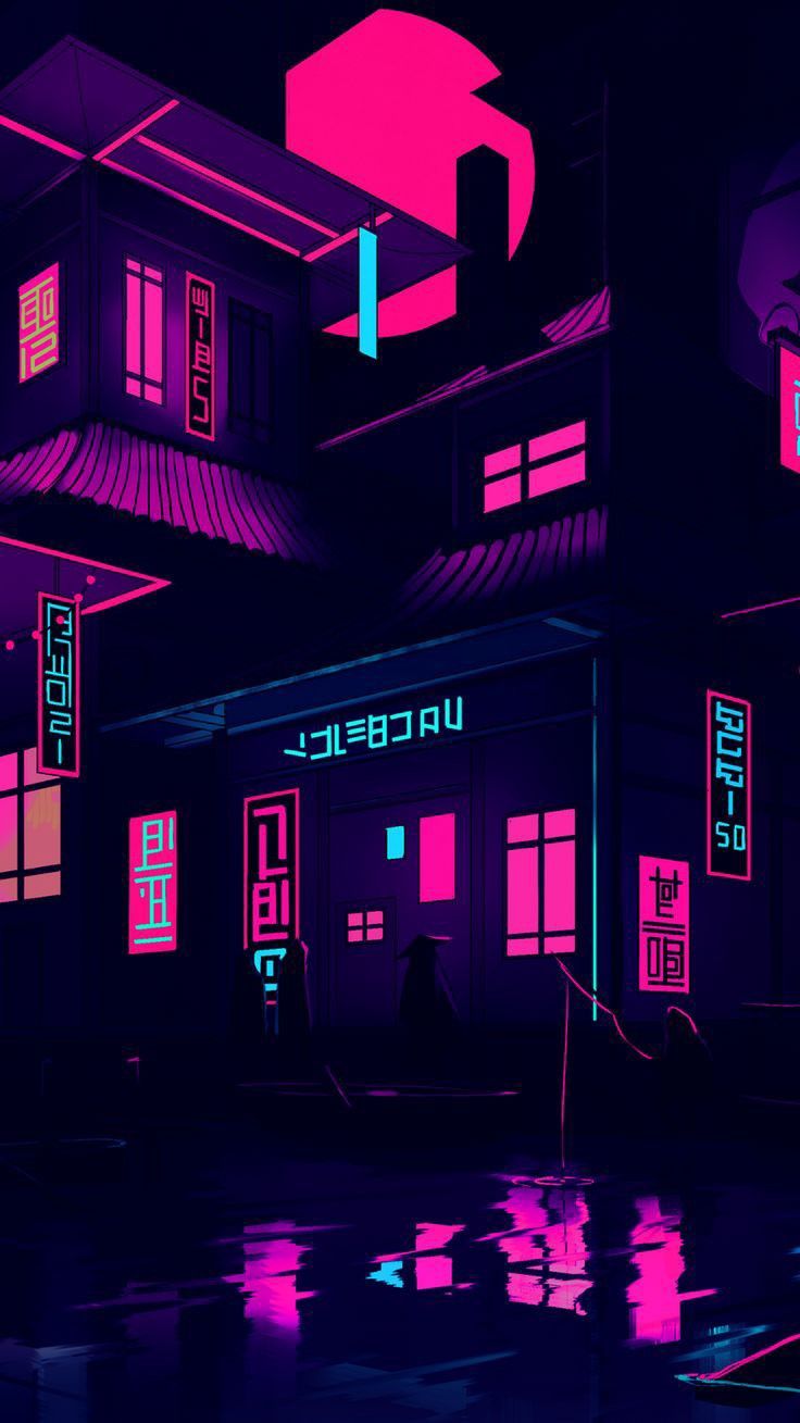 an image of a building that is lit up in pink and purple colors with the words utopia written on it