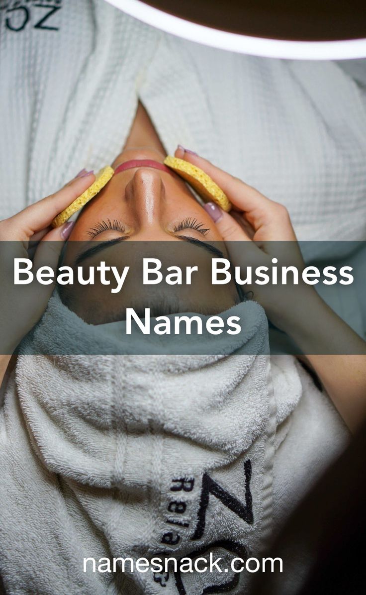 a woman is holding her baby wrapped in a towel with the words beauty bar business names