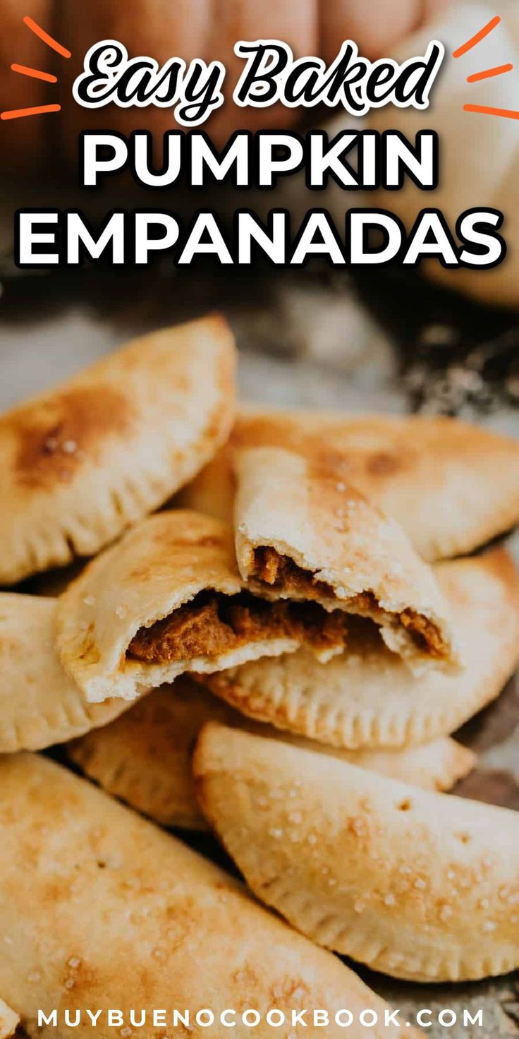 easy baked pumpkin empanadas with text overlay