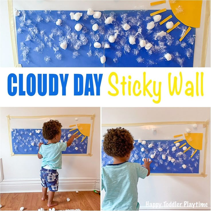 Weather Themed Activities For Toddlers, Weather Projects For Toddlers, Weather Toddler Crafts, Rain Cloud Activities Preschool, Toddler Weather Activities, Blue Activities For Toddlers, Day And Night Toddler Activities, Blue Day Activity For Kindergarten, Blue Day Activities Preschool