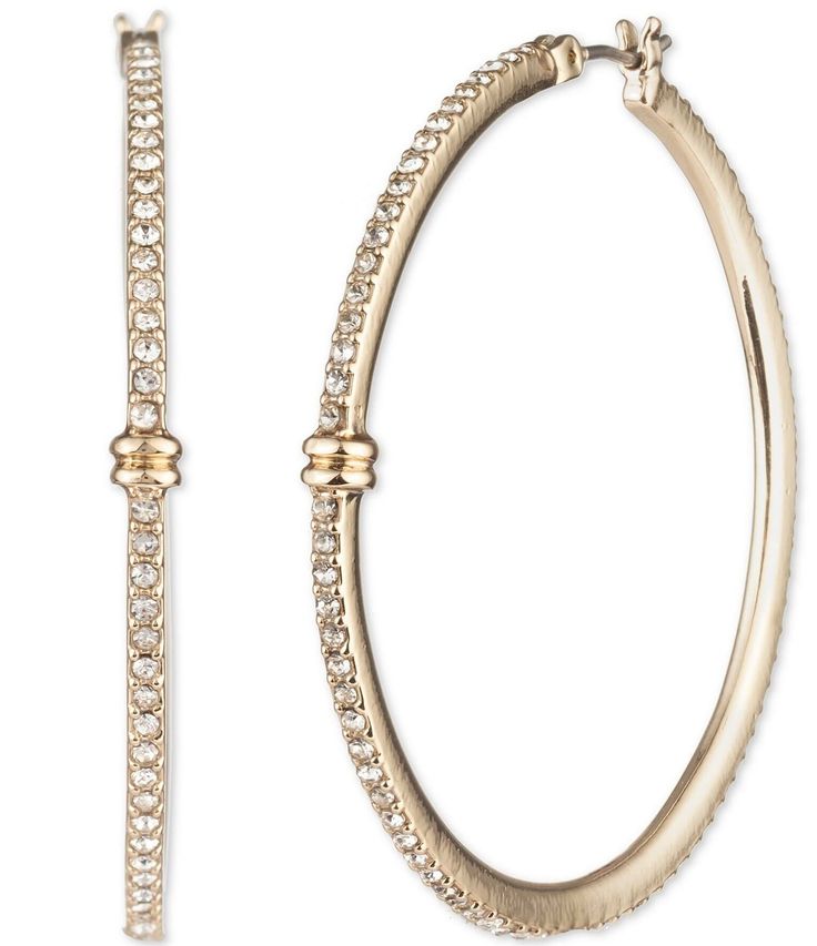 From Lauren Ralph Lauren&#x2C; these earrings feature: Brass/GlassClick Top Closure Approx. 1.76" L x .13 WImported. Luxury Gold-plated Hoop Earrings For Women, Chic Yellow Gold-plated Hoop Earrings, Luxury Rose Gold-plated Hoop Earrings, Luxury Rose Gold Tarnish-resistant Hoop Earrings, Luxury Gold-tone Metal Hoop Earrings, Accessories Jewelry, Ralph Lauren Style, Wedding Bridal Jewellery, Wedding Bridal