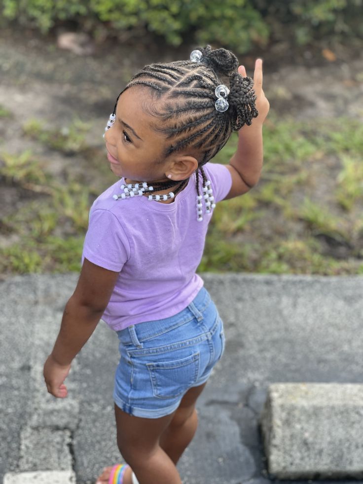 Kid Braided Hairstyles Black, Toddler Hair Braiding Styles, Toddler Girl Cornrow Hairstyles, Toddler Hairstyles Girl African American Braids With Beads, Little Mixed Girl Hairstyles Braids With Beads, Girls Cornrow Hairstyles For Kids, Toddler Braid Styles With Beads, Toddler Girl Braided Hairstyles Black, Toddler Hairstyles Girl Braids