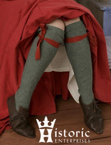 Stockings, Linen - Click Image to Close Aged Clothing, Wool Stockings, Medieval Garb, Medieval Clothes, Medieval Woman, Medieval Costume, Century Clothing, Medieval Clothing, Medieval Dress