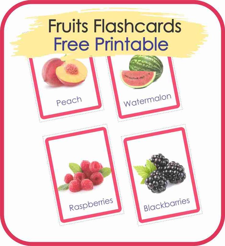 fruits flashcards with the words free printable