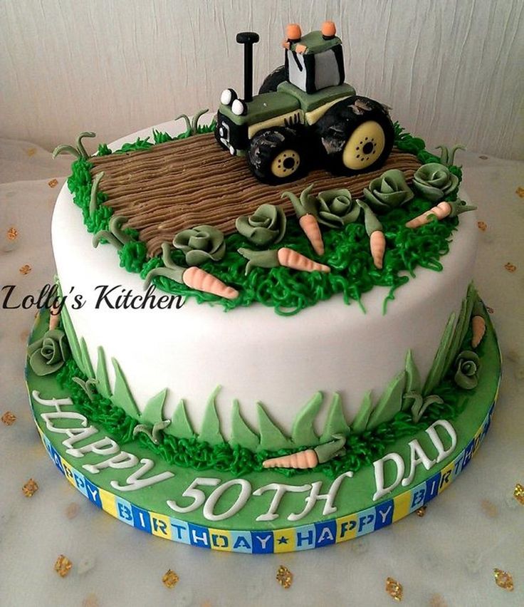 a birthday cake with a tractor on it