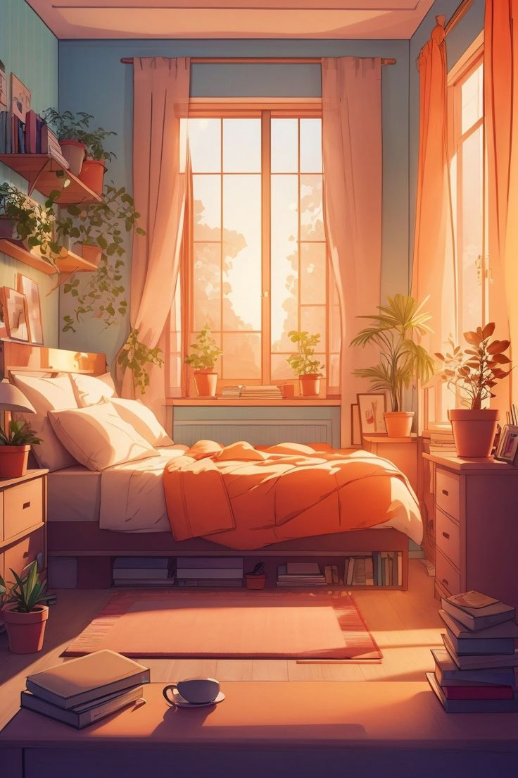 #bedroom #cozy #minimal #city #life Minimal Drawing Room Interior, Cozy Anime Bedroom Drawing, Cozy Bedroom Illustration, Cozy Bedroom Drawing, How To Draw A Bedroom, Bedroom Illustration Aesthetic, Nana Background, Animation Bedroom, Cozy Room Drawing