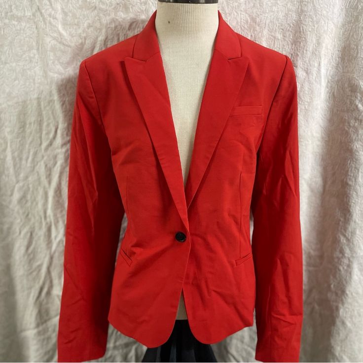 Nwt Red Blazer Business Casual Lightweight, Button Closure Measurements Are In The Photos And Are Approximate Red Single Button Spring Blazer, Red Single Button Blazer For Spring, Red Button-up Formal Blazer, Classic Red Blazer For Spring, Red Button-up Blazer For Formal Occasions, Tailored Red Spring Blazer, Tailored Red Blazer For Spring, Red Button-up Formal Outerwear, Red Long Sleeve Blazer