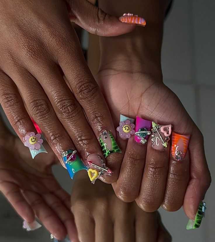 Duck Junk Nails, Junk Duck Nails, Junk Nails, Gel Toe Nails, Acrylic Toe Nails, Pink Ombre Nails, Duck Nails, Hard Nails, French Tip Acrylic Nails