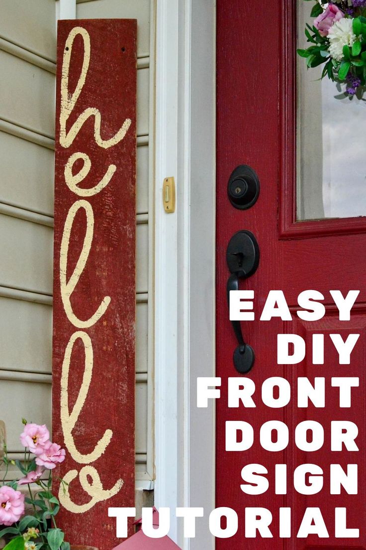 an easy diy front door sign with flowers