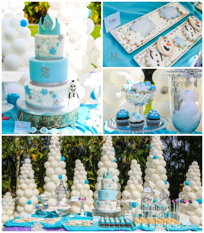 a collage of photos with blue and white desserts