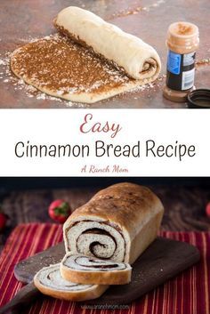 an easy cinnamon bread recipe on a cutting board