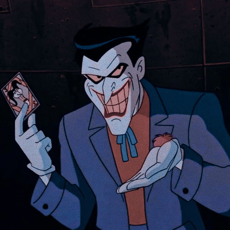 an animated character holding up a card in his hand