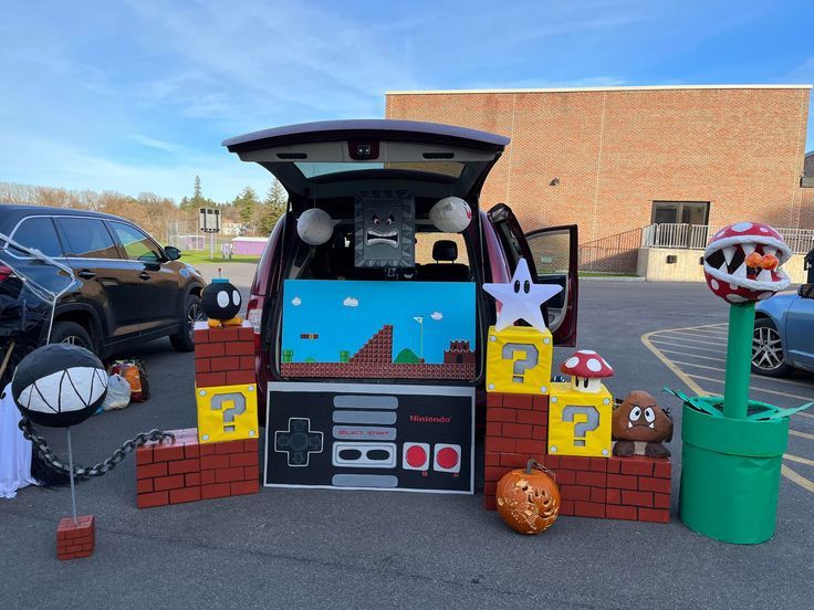 a car that is decorated to look like mario kart