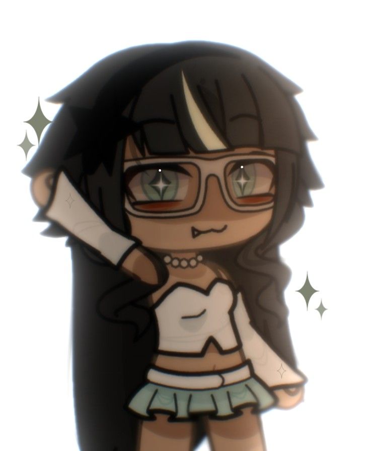 a cartoon girl with glasses holding her arm up