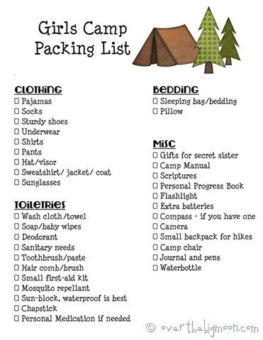 the camping checklist for girls camp packing list