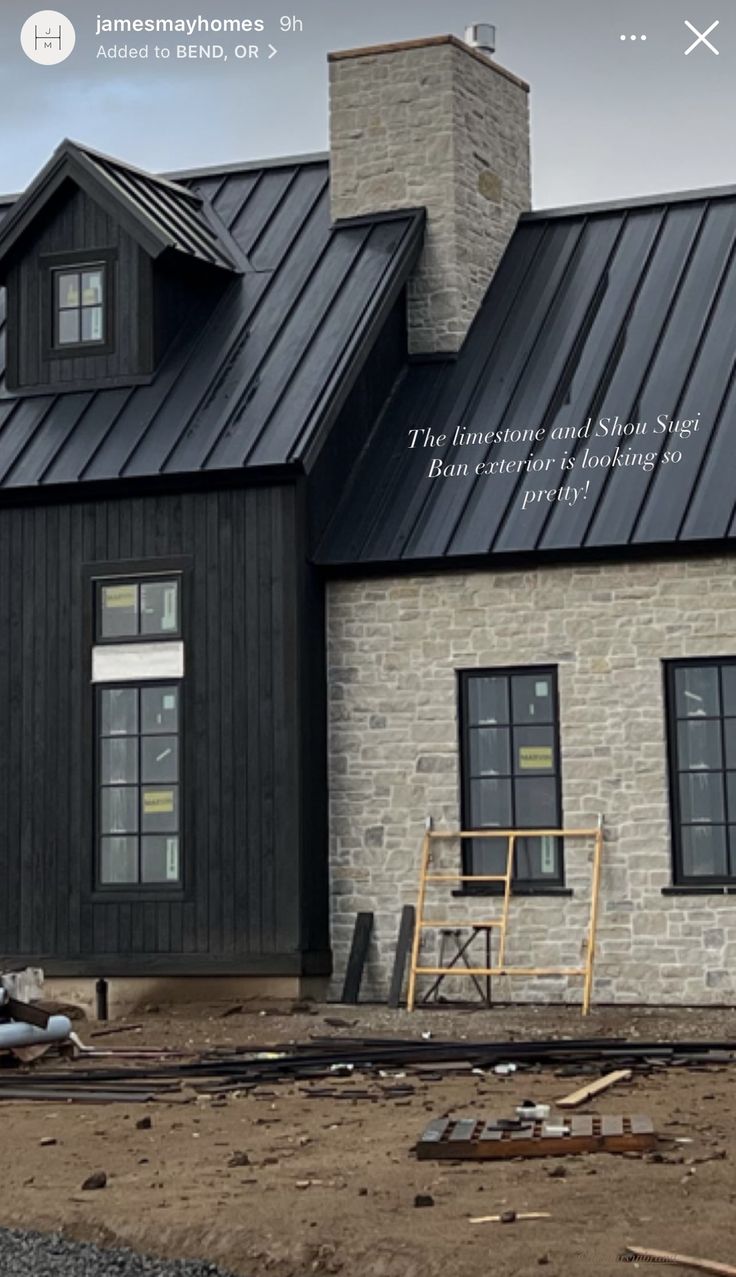 an image of a house being built in the middle of the day with text overlay