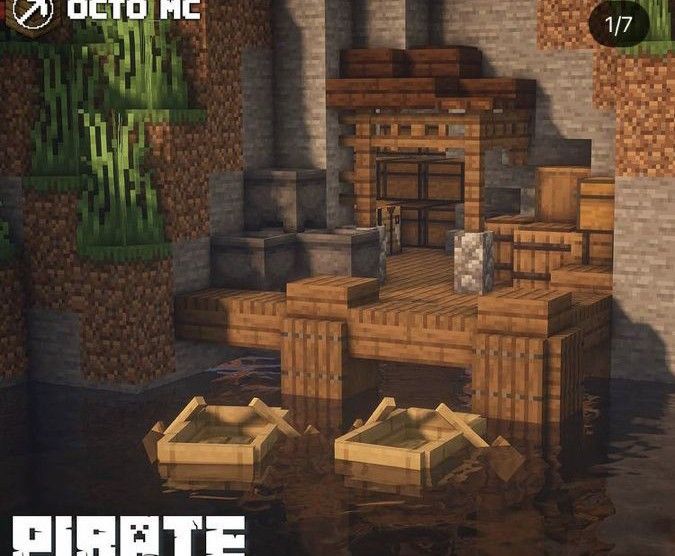 an image of a pirate cove base in minecraft with the words pirate cove base on it