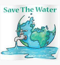 save the water poster with earth and faucet