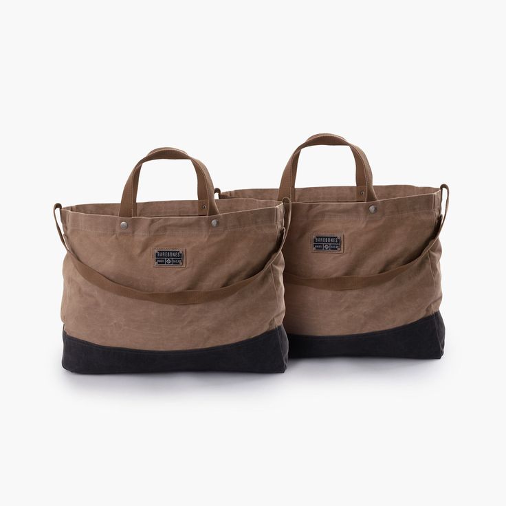 two brown bags sitting next to each other