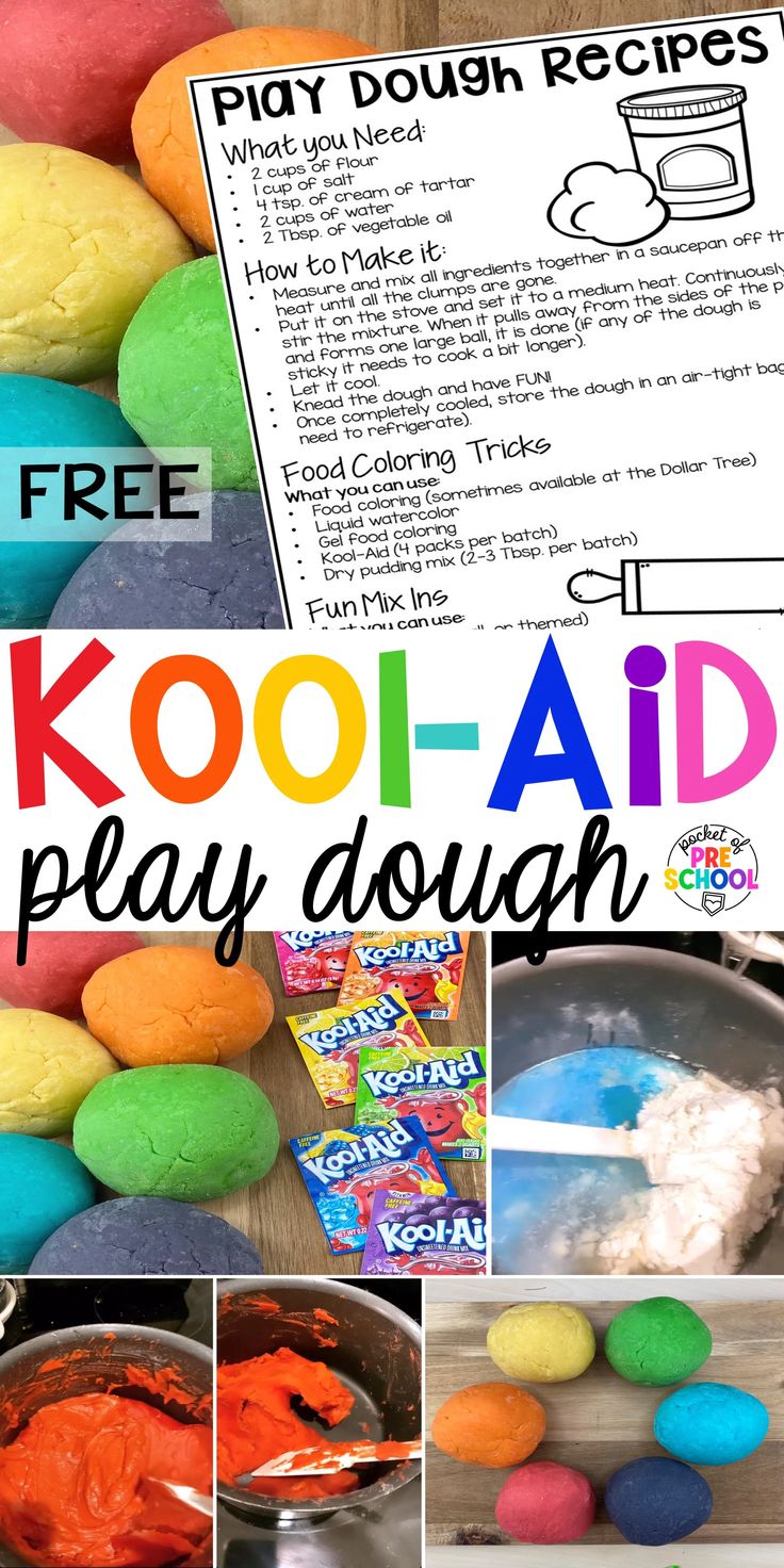 play dough recipe for kids to make with kool aid and play dough in the kitchen