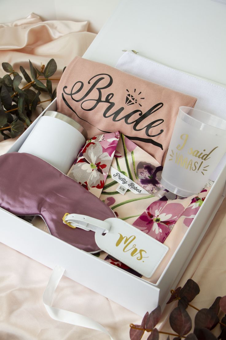 the bride gift box is filled with personal items