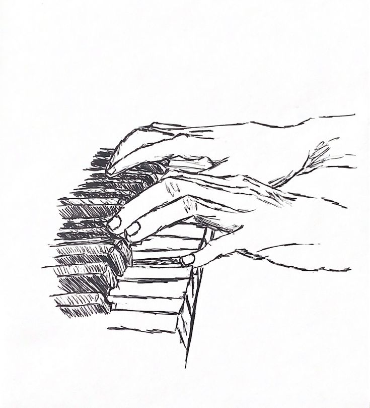 a drawing of two hands playing the piano