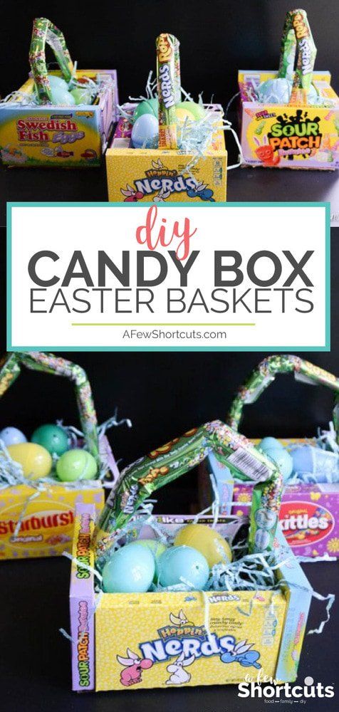 candy box easter baskets with candies in them