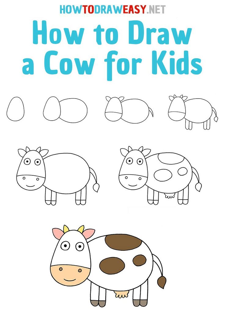 how to draw a cow for kids with the title, how to draw a cow for kids