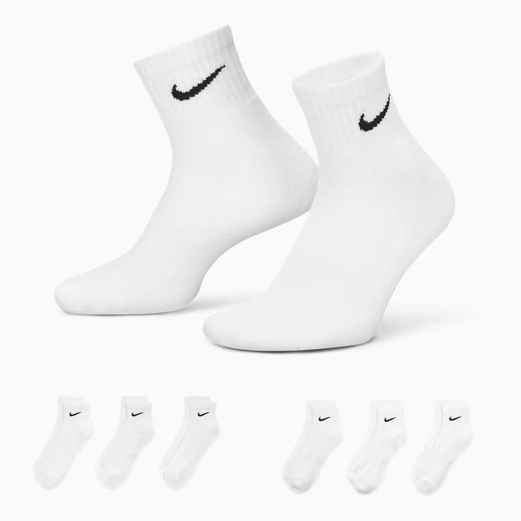 nike-everyday-cushioned-training-ankle-socks-6-pairs-sx7669-100 Nike Ankle Socks, White Nike Socks, Dri Fit Socks, Nike Crew Socks, Soccer Socks, Nike Socks, Nike Elite, Nike Accessories, Running Socks