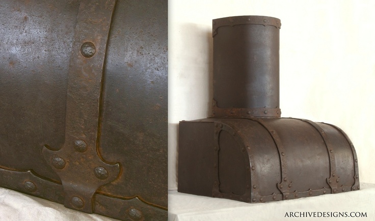 an old fashioned stove is shown next to a new one that looks like it has been made out of metal