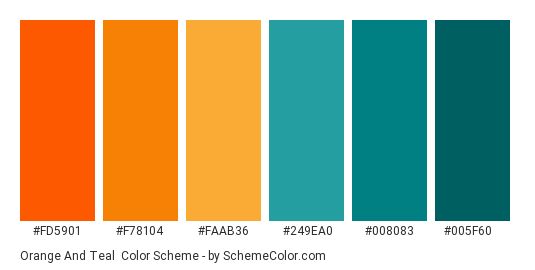 the color chart for orange and teal scheme