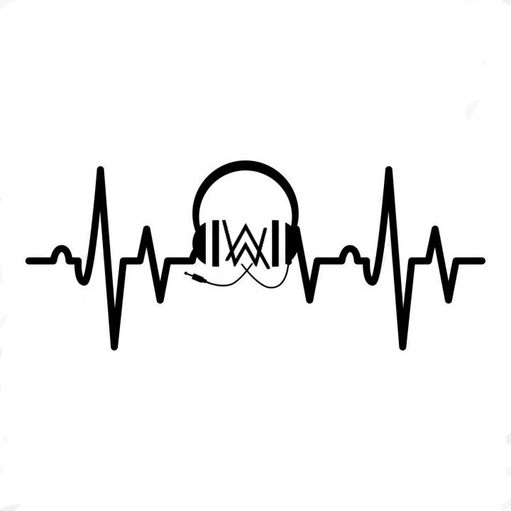 a black and white heartbeat with headphones on it